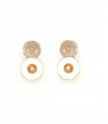 Oorclips | Wit en goudkleur met steentje | Elegant design