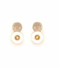Oorclips wit met beige en goudkleurige rand