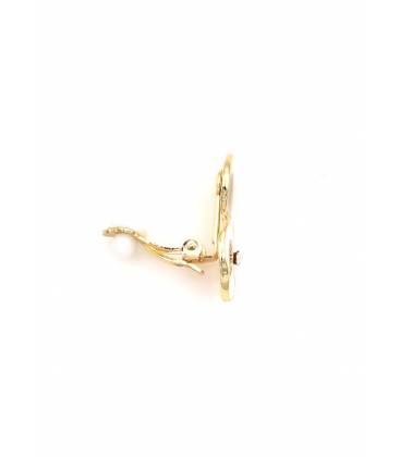 Oorclips | Wit en goudkleur met steentje | Elegant design