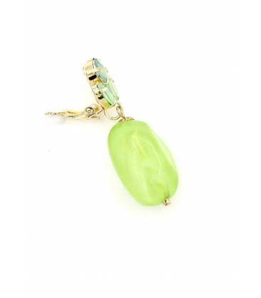 Oorclips | Mintgroene kraal en turquoise steen | Zomerse statement