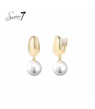 Oorclips | Goud met witte parel | Elegant en tijdloos