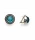 Oorclips met turquoise spiraal en bol glasdesign en een zilverkleurige rand
