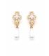 Oorclips | goudkleurig kristal met parel | Elegant design