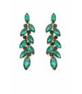 Prachtige groene lange oorclips met glas steentjes in goudkleurige setting