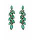 Oorclips | Lang met smaragdgroene kristallen | Goudkleurig design