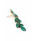 Oorclips | Lang met smaragdgroene kristallen | Goudkleurig design