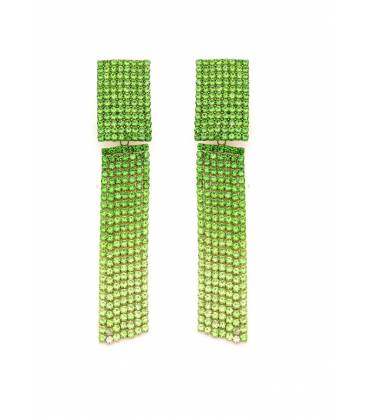 Oorclip | Limoengroen strass in lang design | Statement glamour