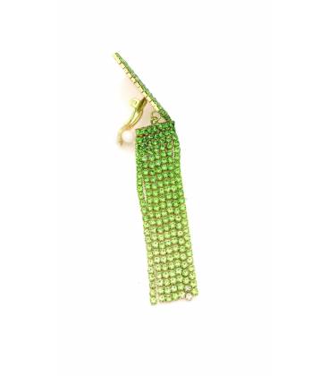 Oorclip | Limoengroen strass in lang design | Statement glamour