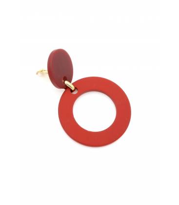 Oorclips | Rode matte cirkels in retro stijl | Zonder gaatjes