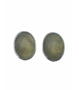 Culture Mix grijze ovale oorclips met zilverkleurige rand