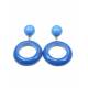 Blauwe oorclips met ronde hanger
