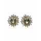 Mooie ronde bruine oorclips met helder strass steentjes in goudkleurige zetting
