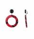 Rode oorclips met een dieren print als hanger en een zwart oorstukje