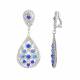 Zilverkleurige oorclips met heldere blauwe strass steentjes
