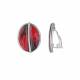 Rood gekleurde oorclips met een zilverkleurige rand