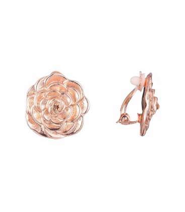 Rose gold oorclips in de vorm van een bloem