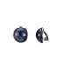 Ronde oorclips met donkerblauwe halfronde kunstparel in gun black zetting