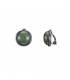 Ronde oorclips met groene halfronde kunstparel in gun black zetting