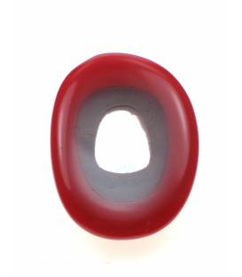 Culture Mix Rode ovale oorclips met helder witte inleg van parelmoer