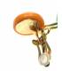Oranje gekleurde oorclips met een goudkleurige ring en een effen oranje oorstukje