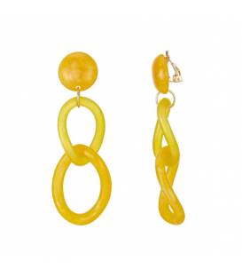 Gele lange oorclips met 2 ovale hangers