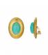 Gouden oorclips met turquoise steen