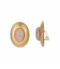 Gouden oorclips met (oud) roze steen