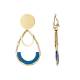 Goudkleurige oorclips met blauw in de hanger