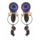 Oorclips met blauwe kralen en bedels