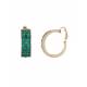 Goudkleurige oorclips met groene glas steentjes